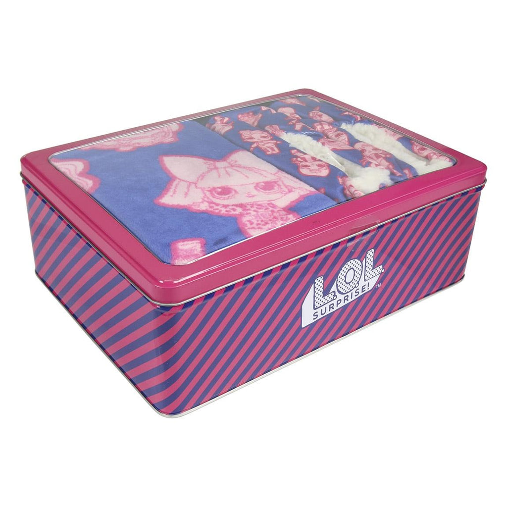LOL Surprise - Geschenkset - Fleece Plaid 100x160cm - Hausschuhe 30-35