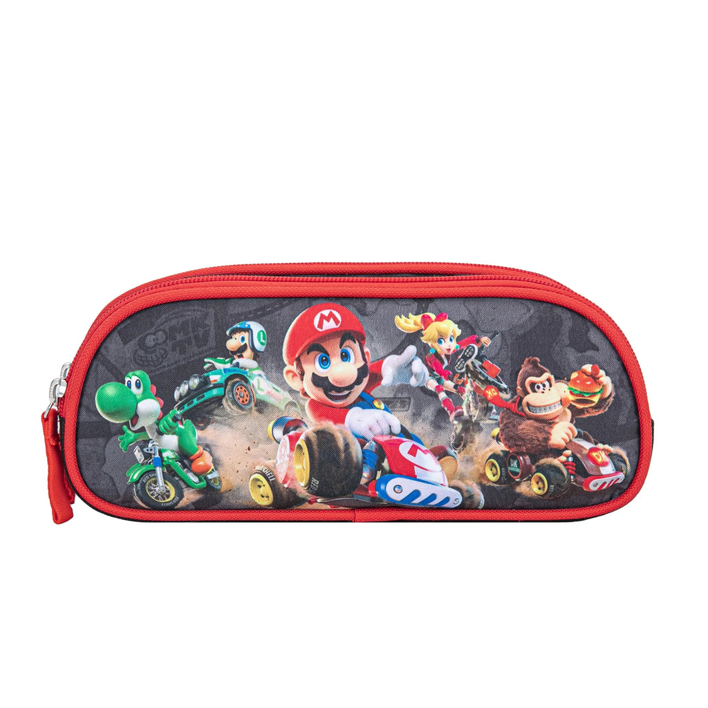 Mario Kart pencil case boys – black red – double