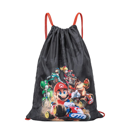 Mario Kart gymtas jongens zwart – sporttas met trekkoord – lichte gymzak – hoogte 42cm – ideaal voor school en sport