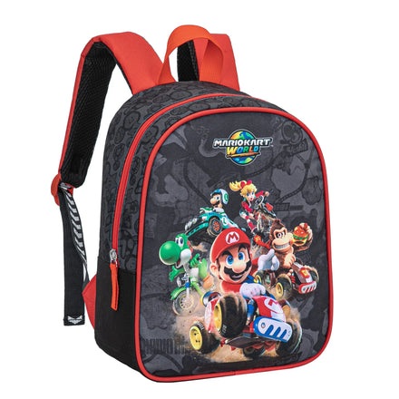 Mario Kart Rugzak Hoogte 32cm Jongens en Meisjes – Zwart Rood – Schooltas met Print