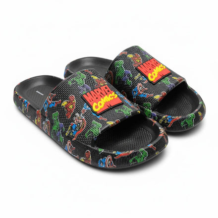 Marvel Comics Slippers Heren - Badslippers - Zwart - Officiële Marvel Merchandise