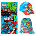 Marvel Avengers Strandlaken Zwemtas en Pet – Strandset Kind – Handdoek Tas Cap – Strand Zwembad Vakantie