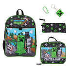 Minecraft Rucksack 5-teiliges Set – Jungen Schulranzen Mädchen – mit Lunchkit & Federmäppchen