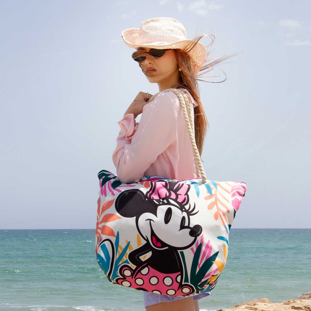 Disney Stitch and Angel Beach Bag with Zipper Girls Tote Bag Women
