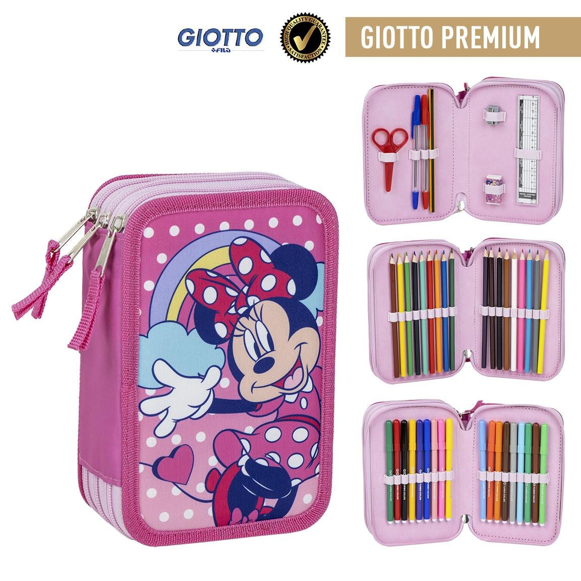 Minnie Mouse Etui Tekenen Knutselen 3 Vakken Meisjes - 44 Stuks
