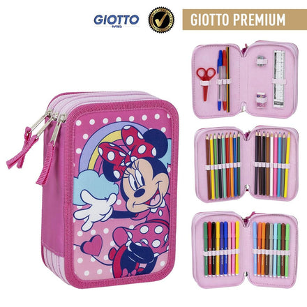 Minnie Mouse Etui Drawing Crafts 3 Pockets Girls - 44 Pieces