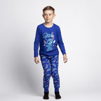 Disney Stitch Pyjama Jongens – 100% Katoen – Blauwe Kinderpyjama met Lange Mouwen