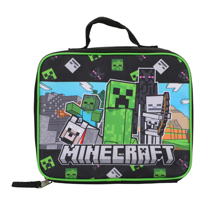 Minecraft Rucksack 5-teiliges Set – Jungen Schulranzen Mädchen – mit Lunchkit & Federmäppchen