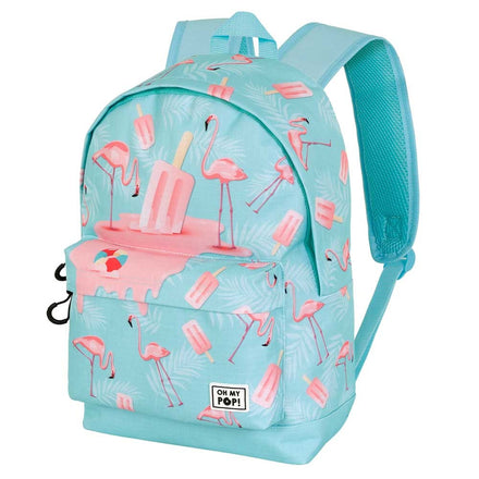 Oh My Pop Rugzak Flamingo 2 Vakken - Premium Quality - Pluche Flamingo Hanger - Laptop Tablet vak - Hoogte 44cm