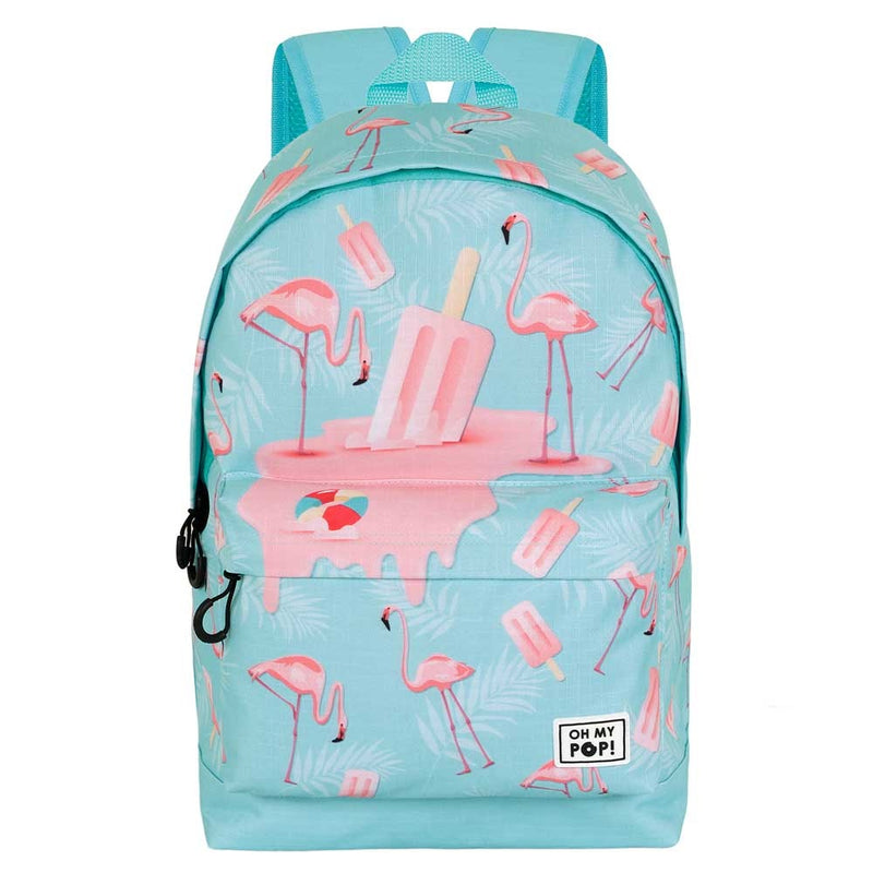 Oh My Pop Rugzak Flamingo 2 Vakken - Premium Quality - Pluche Flamingo Hanger - Laptop Tablet vak - Hoogte 44cm