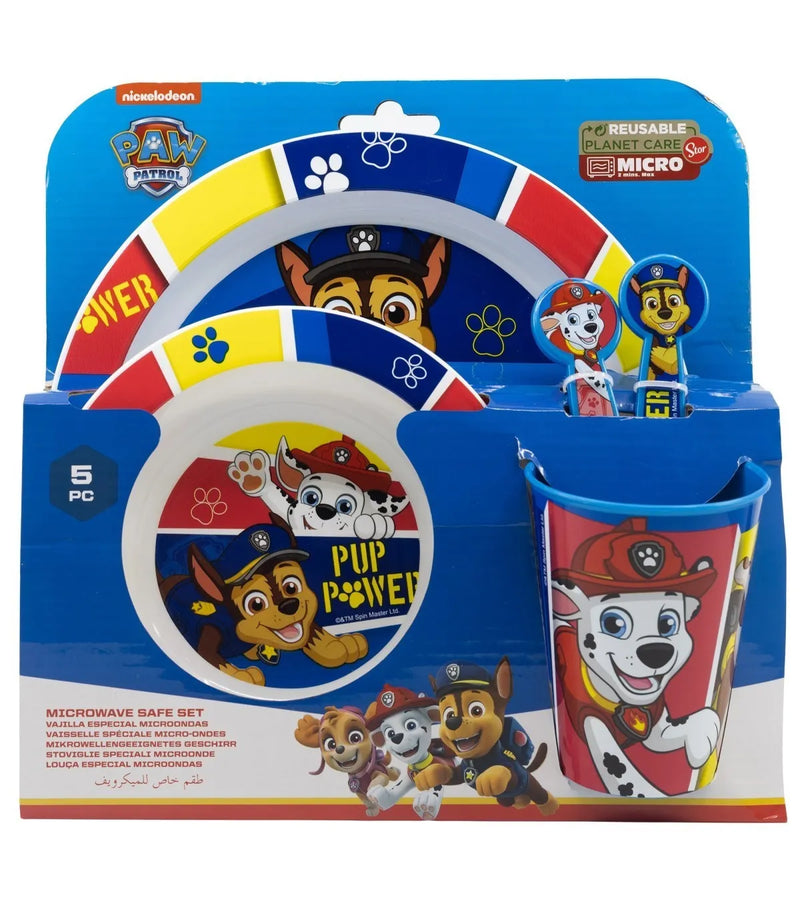 Paw Patrol eetset 5 delig – Bord Kom Beker Bestek – Kinder servies set magnetron geschikt