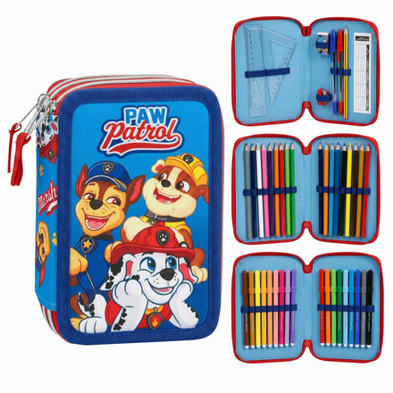 Paw Patrol Gevulde Etui 3 Vaks – 46 Delig – 3D Logo – Officieel Gelicenseerd