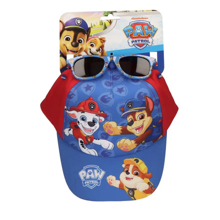 Paw Patrol Pet en Zonnebril Set – Blauw Rood – UV400 Bescherming – Verstelbare Zomer Pet voor Jongens en Meisjes