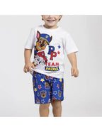 Paw Patrol Shortama Jongens – Zomerset met T-Shirt en Korte Broek – Wit Blauw – Officiële Merchandise