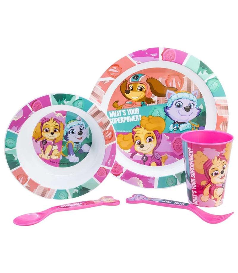 Paw Patrol eetset 5 delig – Skye en Everest – Bord Kom Beker Bestek – Kinder servies set magnetron geschikt