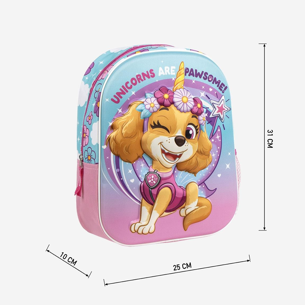 Paw Patrol Skye Backpack Girls – 3D Unicorn Bag with Horn – 31 cm – Unicorns Are Pawsome