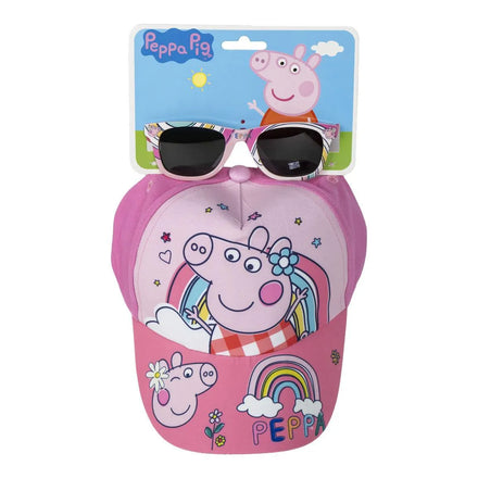 Peppa Pig Pet en Zonnebril Set Kinderen - Roze - UV400 Bescherming - Verstelbare Pet - Officiële Merchandise