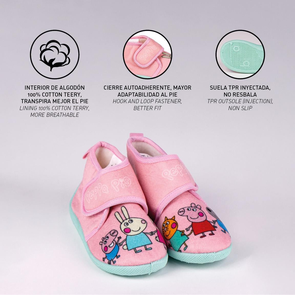 Peppa Pig Hausschuhe Klettverschluss Rutschfest