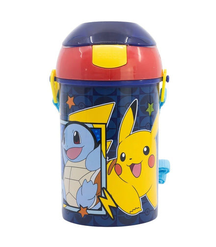 Pokémon Drinkbeker met Draagband – BPA-vrije Kinder Drinkfles – Blauw Rood met Pikachu - 450ML