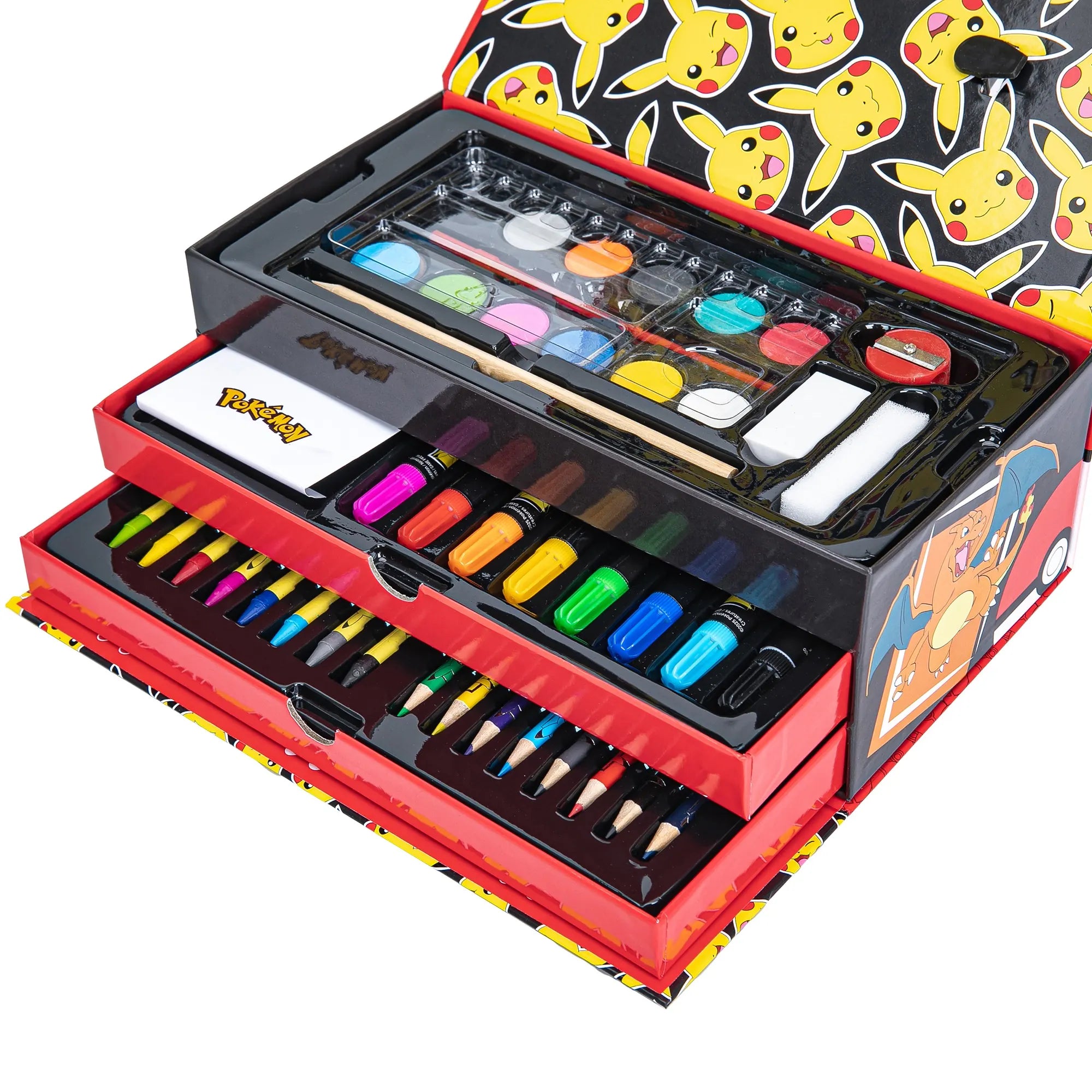 Pokémon Tekenkoffer 52 Delig – Kleurset met Stiften Verf Kleurpotloden en Tekenaccessoires – Officiële Pokémon Merchandise