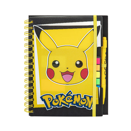 Pokémon Pikachu Notitieboek met Pen en Sticky Notes – Spiraalgebonden Schrijfblok – Inclusief Plaknotities en Bladwijzers – Officieel Gelicenseerd