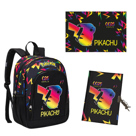 Pokémon Pikachu Rugzak, Deskmat en Notebook Set – Schooltas met Bureauonderlegger en Notitieboek – Zwart – Officieel Gelicenseerd