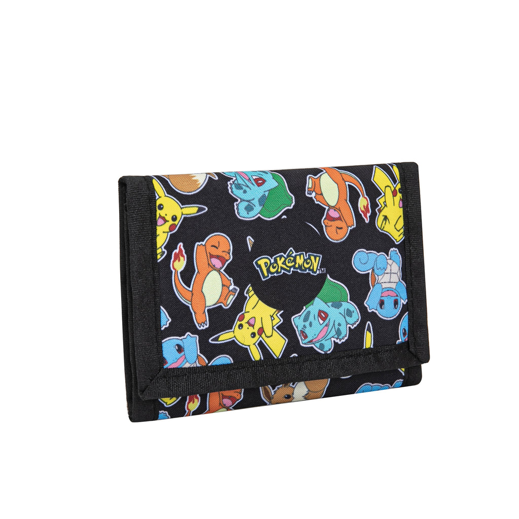 Pokémon Portemonnee Kind – Zwart met Pikachu, Squirtle, Charmander en Bulbasaur – Klittenbandsluiting