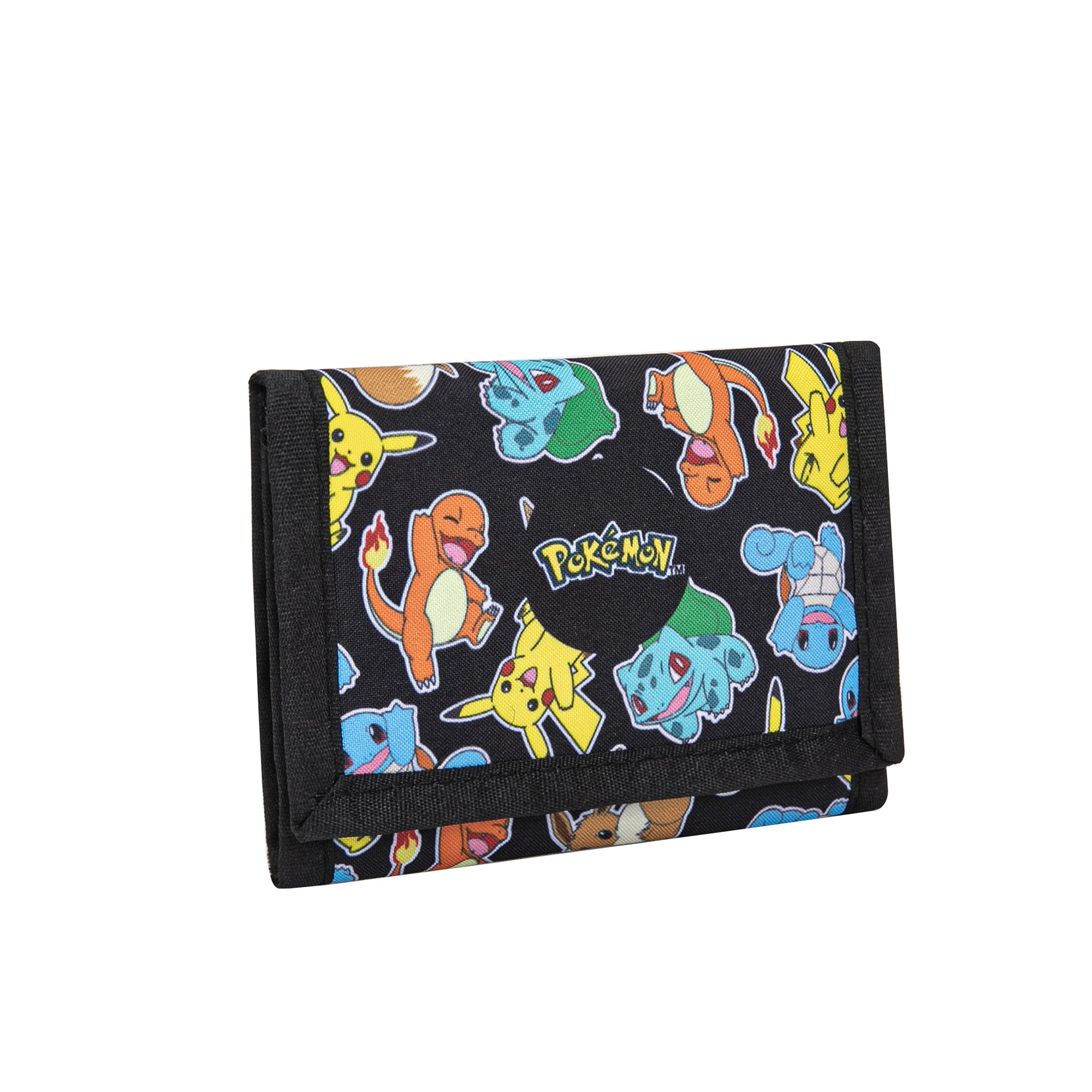 Pokémon Portemonnee Kind – Zwart met Pikachu, Squirtle, Charmander en Bulbasaur – Klittenbandsluiting