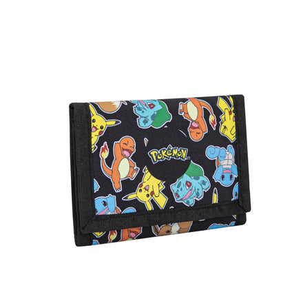 Pokémon Portemonnee Kind – Zwart met Pikachu, Squirtle, Charmander en Bulbasaur – Klittenbandsluiting