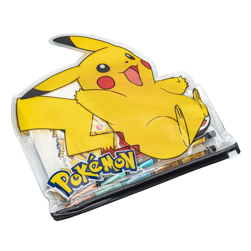 Pokemon Schreibset Pikachu – Komplettes Schulset mit Etui, Notizbuch, Bleistiften, Lineal, Radiergummi und Anspitzer – Offizielle Pokemon Merchandise