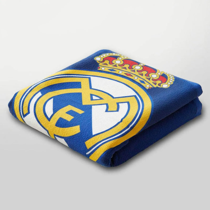 Real Madrid Strandlaken - Polyester Handdoek - Blauw - 70 x 140 cm - Officieel Gelicenseerd