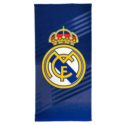 Real Madrid Strandlaken - Polyester Handdoek - Blauw - 70 x 140 cm - Officieel Gelicenseerd