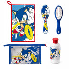 Sonic the Hedgehog Verzorgingsset met Toilettas, Drinkfles, Haarborstel en Handdoek – Officieel Gelicenseerd