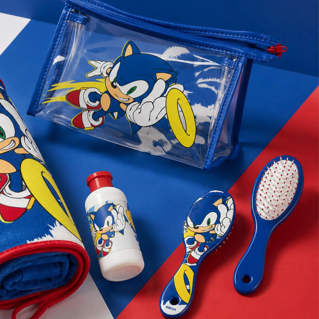 Sonic the Hedgehog Verzorgingsset met Toilettas, Drinkfles, Haarborstel en Handdoek – Officieel Gelicenseerd