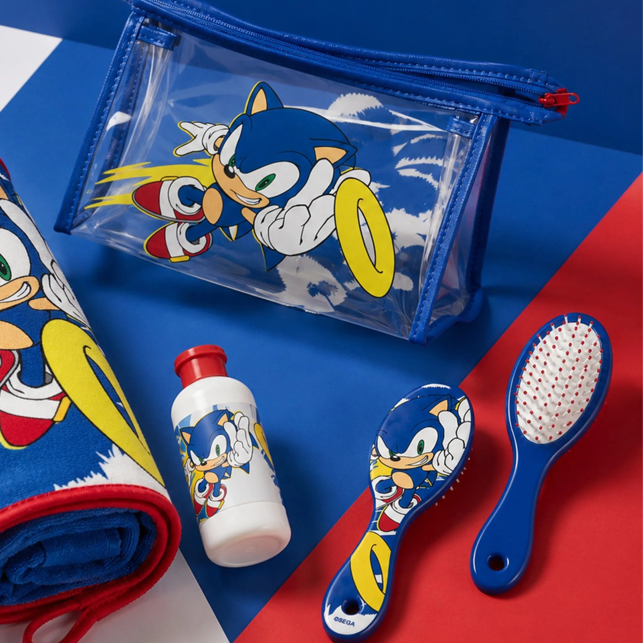Sonic the Hedgehog Verzorgingsset met Toilettas, Drinkfles, Haarborstel en Handdoek – Officieel Gelicenseerd