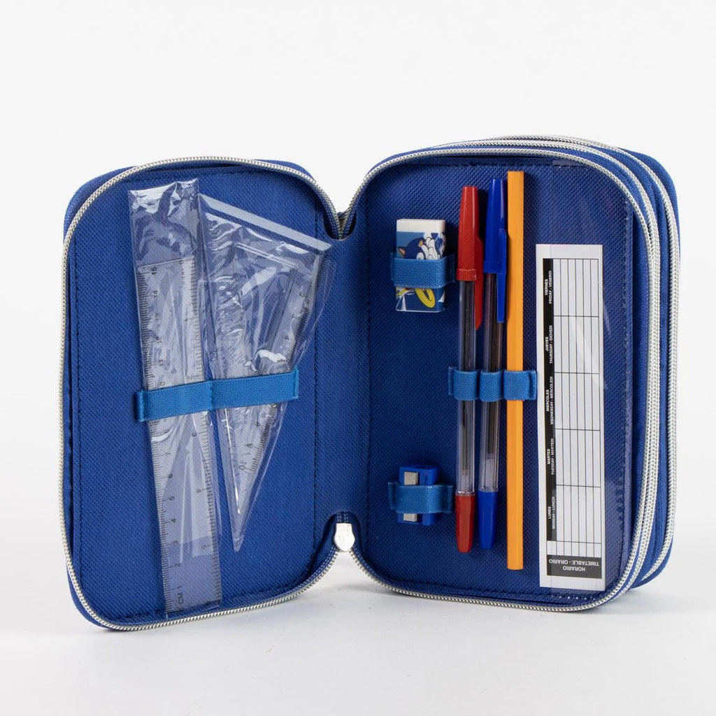 Sonic the Hedgehog Gevuld Etui 3 Vaks – 46 Delig – 3D Ring Design – Officieel Gelicenseerd