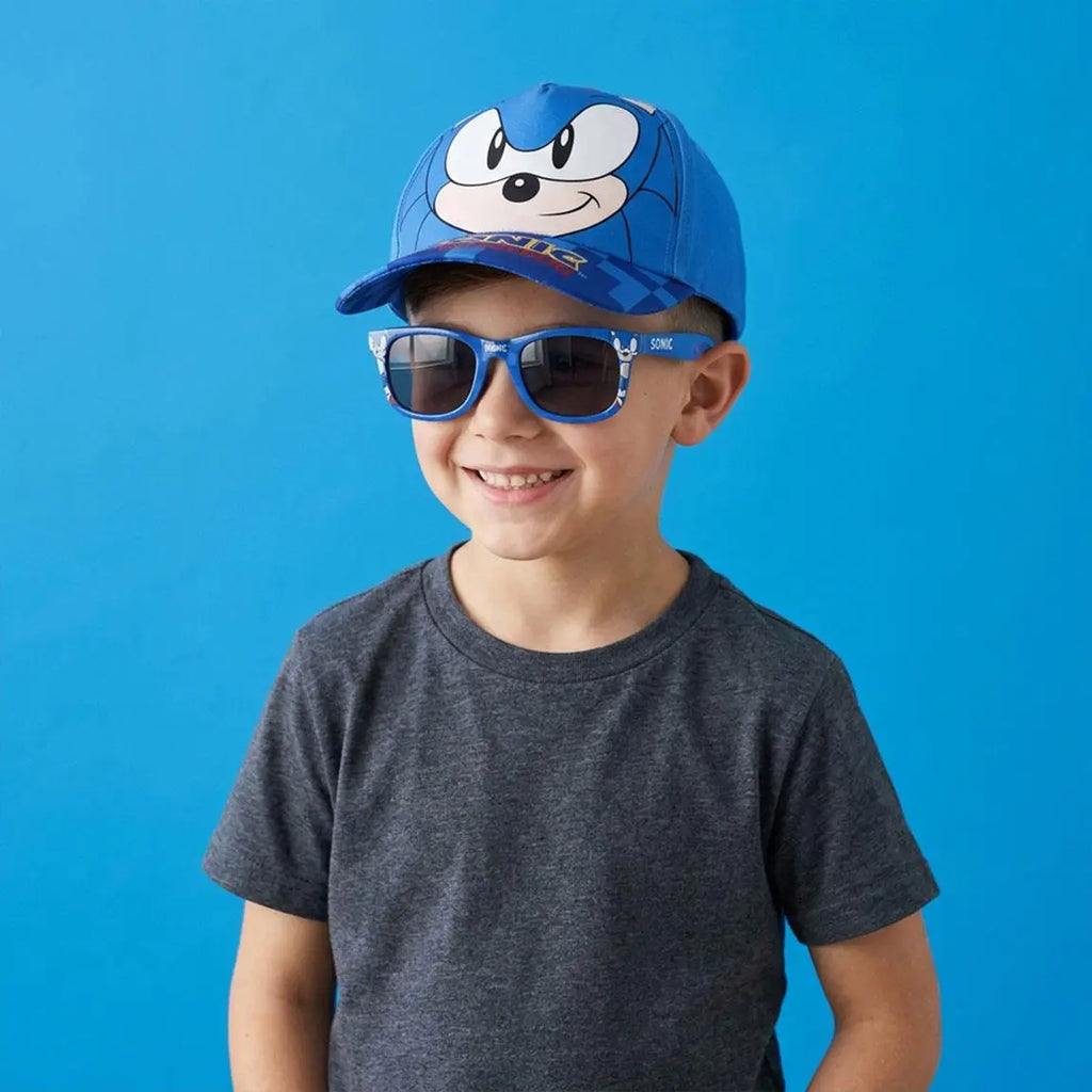 Sonic the Hedgehog Pet en Zonnebril Set – Blauw – UV400 Bescherming – Verstelbare Kinderpet Zomer