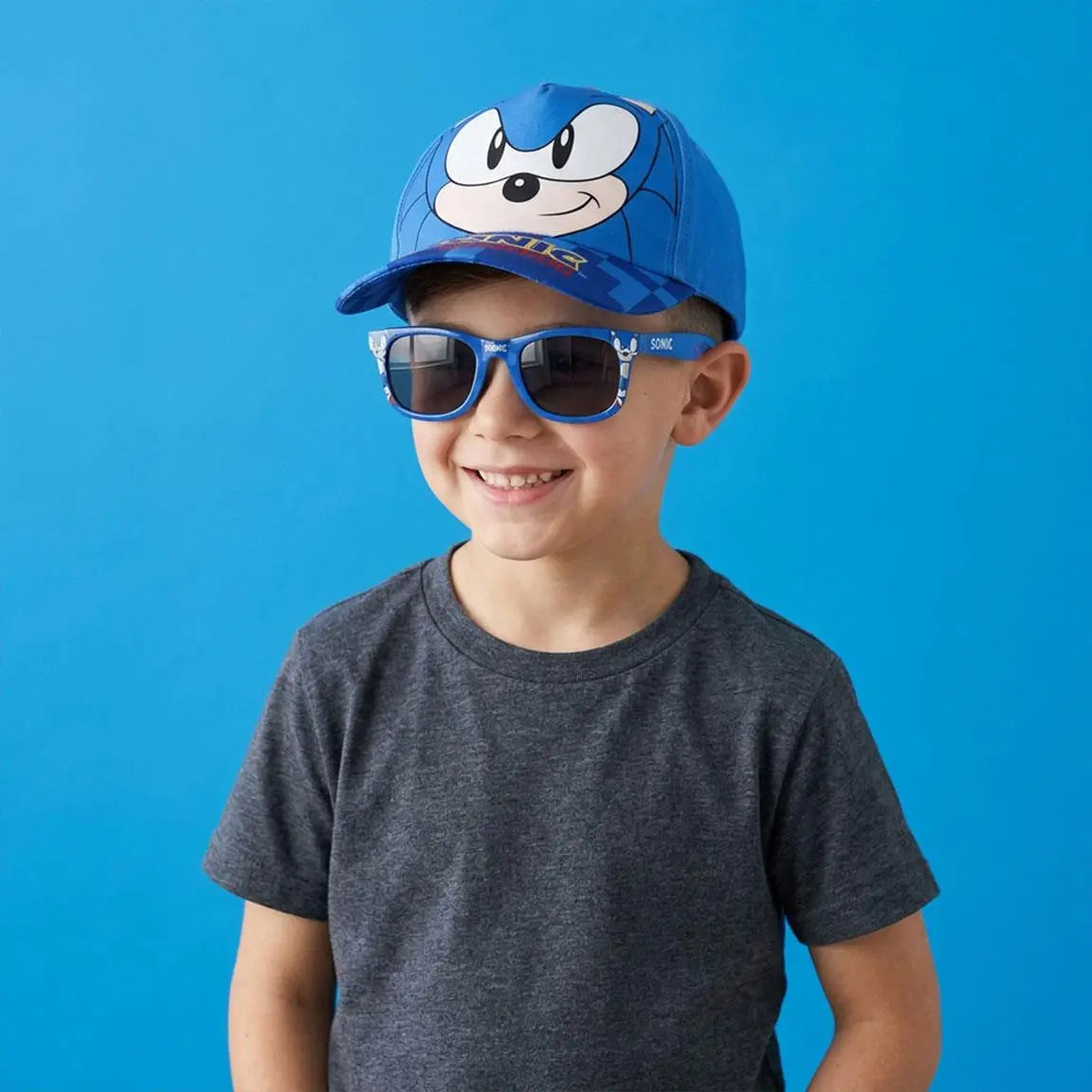 Sonic the Hedgehog Pet en Zonnebril Set – Blauw – UV400 Bescherming – Verstelbare Kinderpet Zomer