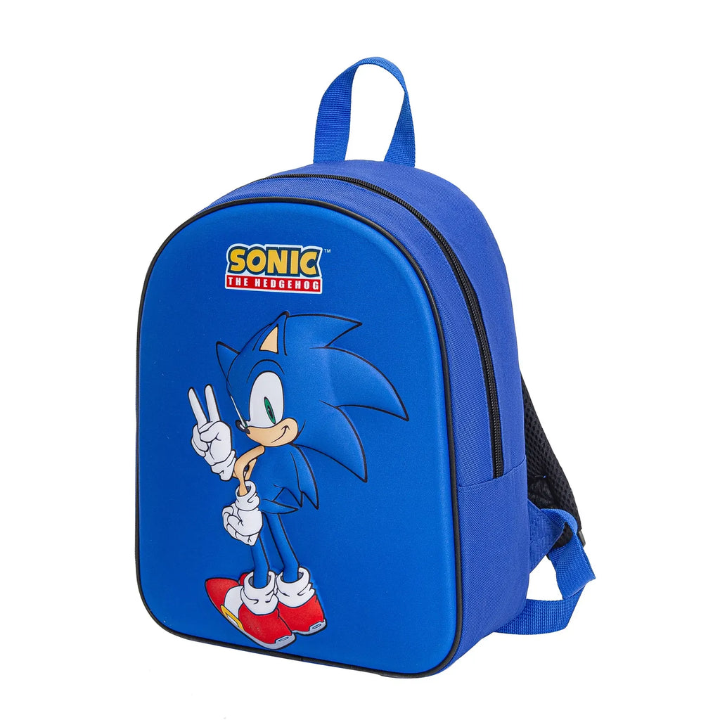 Sonic The Hedgehog Rugzak Blauw 3D Voorkant Verstelbare Schouderbanden Officieel Gelicenseerd