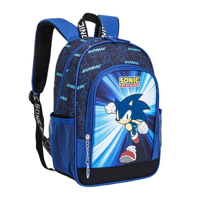 Sonic the Hedgehog Rucksack für Kinder – Blau Schwarz – Jungen Schulranzen – Höhe 37cm