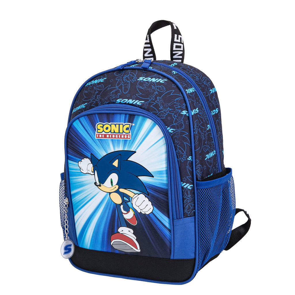 Sonic the Hedgehog Backpack for Kids – Blue Black – Boys' School Bag – Height 37cm