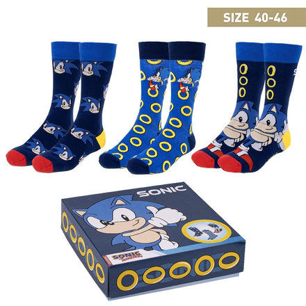 Sonic the Hedgehog Sokken - 3 Paar Cadeauverpakking - Maat 40-46