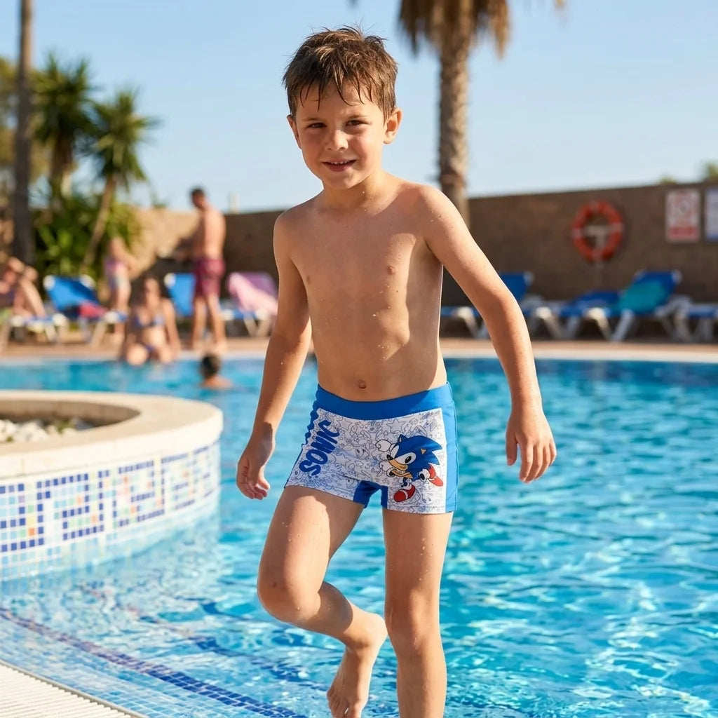 Sonic the Hedgehog Zwembroek Jongens – Blauw Wit – Officieel Gelicenseerd