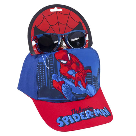 Marvel Spiderman Pet en Zonnebril Set – Kinder Cap met UV400 Bescherming – Verstelbaar – Blauw Rood – Officieel Gelicenseerd