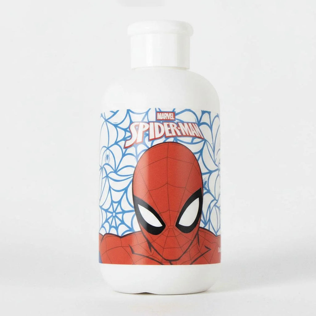 Spiderman Verzorgingsset Jongens met Transparante Toilettas Handdoek Haarborstel en Hervulbaar Flesje Officieel Gelicenseerd