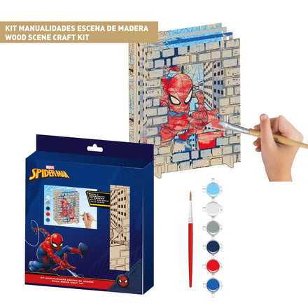 Spiderman Verf en Knutselset – Houten 3D Scene met Verf en Kwast