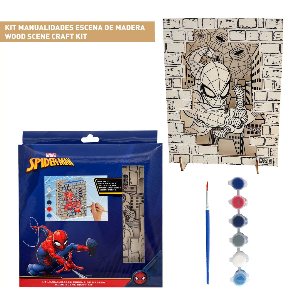 Spiderman Verf en Knutselset – Houten 3D Scene met Verf en Kwast