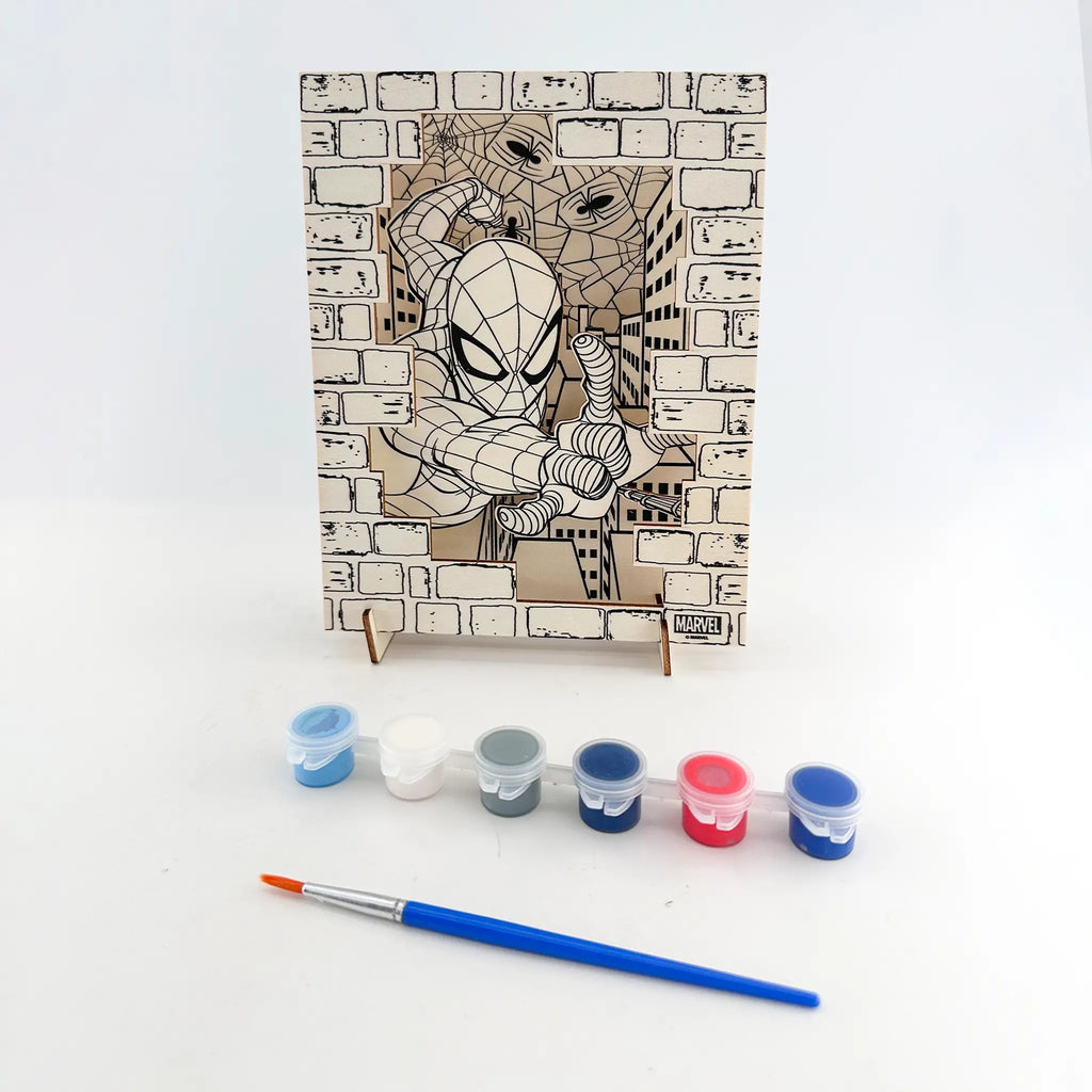 Spiderman Verf en Knutselset – Houten 3D Scene met Verf en Kwast
