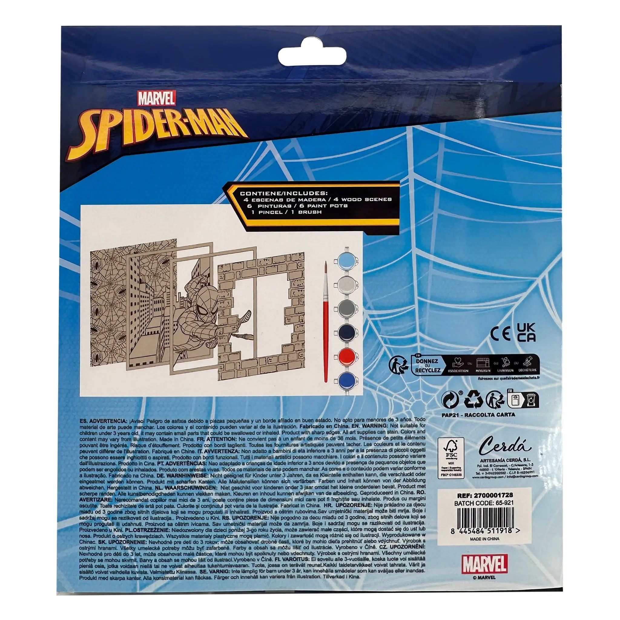Spiderman Verf en Knutselset – Houten 3D Scene met Verf en Kwast