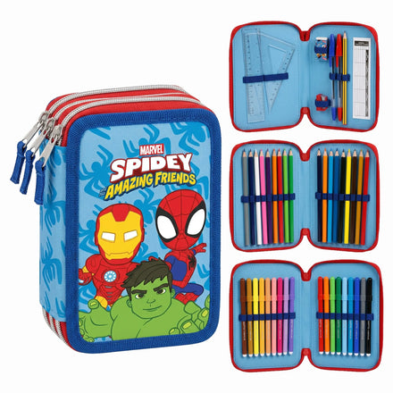 Spidey Gevulde Etui 3 Vaks – 46 Delig – 3D Logo – Officieel Gelicenseerd